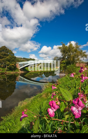 Rivière Wye, vallée de la Wye, Bigsweir Bridge, Tintern, Monmouthshire, ,est une frontière naturelle entre le Pays de Galle et l'Angleterre. Wye Valley walk Banque D'Images