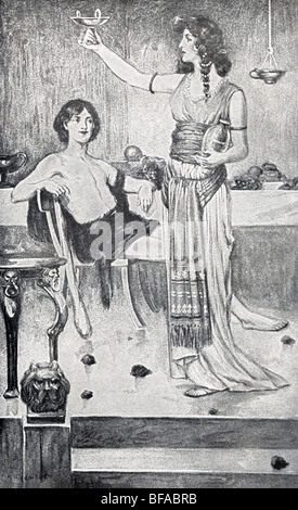 Thésée s'est rendu à Athènes pour voir son père à Athènes. Sa belle-mère Medeia reconnu et cherché à lier d'amitié avec lui. Banque D'Images