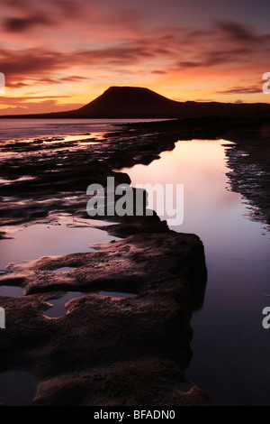 Coucher de soleil depuis La Graciosa Island près de Lanzarote dans les îles canaries Banque D'Images