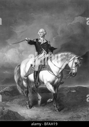 Portrait de George Washington à la bataille de Trenton - Washington (1732 - 1799) a été le premier président des États-Unis (1789 - 1797). Banque D'Images