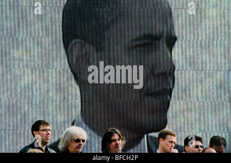 Le président américain Barack Obama en donnant le discours au château de Prague à Prague, le 4 avril 2009. Banque D'Images