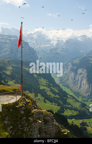 Vue sur la vallée de Lauterbrunnen depuis mont männlichen, Suisse Banque D'Images