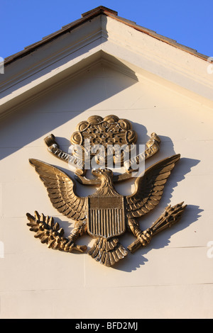 Emblème sur United States Post Office, Setauket, Long Island, NY Banque D'Images