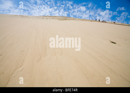 Grimper sur les dunes du Pilat, dunes de sable la plus haute d'Europe Banque D'Images