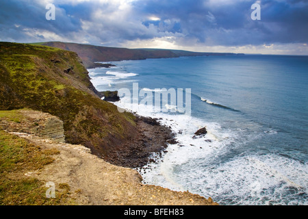 Crackington Haven ; avis de Cambeak à Tintagel, Cornwall Banque D'Images