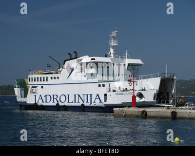 Hanibal Lucic Jadrolinija ferry port à Lopud Croatie naviguant entre Dubrovnik et les îles Elafiti Banque D'Images