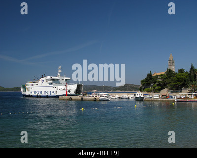 Hanibal Lucic Jadrolinija ferry port à Lopud Croatie naviguant entre Dubrovnik et les Îles Elafite Banque D'Images