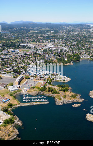 Photographie aérienne du port de Victoria, Victoria, île de Vancouver, Colombie-Britannique, Canada. Banque D'Images