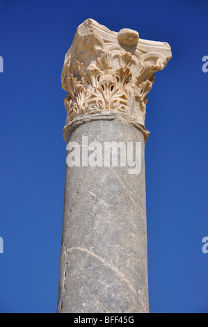 Colonne de marbre, l'Agora antique, Amathos, Ayios Tykhonas, Limassol, Chypre District Banque D'Images