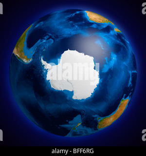 Vue de la Terre à partir de l'espace globe montrant la région antarctique Banque D'Images