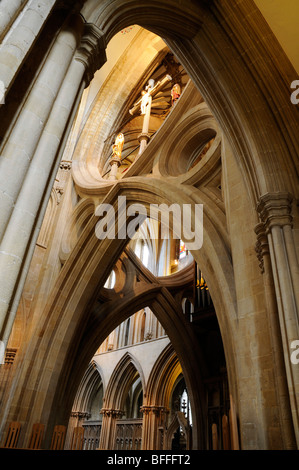 Arches à ciseaux de Wells Cathedral, England, UK Banque D'Images