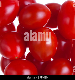 Close up de tomates cerise rétroéclairé. Banque D'Images