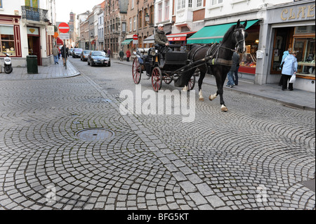 Rues pavées à Bruges en Belgique Europe Banque D'Images