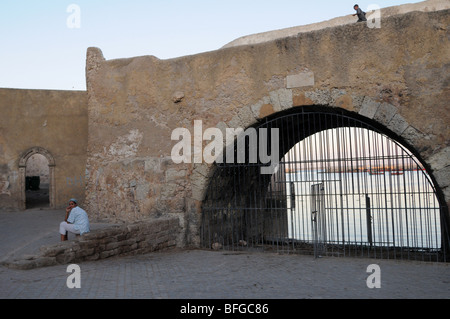 Vue sur la mer dans la région de gates forteresse à El Jadida, Maroc Banque D'Images