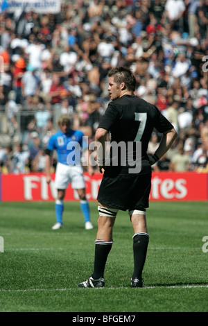 Le capitaine des All Blacks Richie McCaw de Rugby à XV néo-zélandais qui équipe jouant contre l'Italie à la Coupe du Monde 2007 à Marseille, France Banque D'Images
