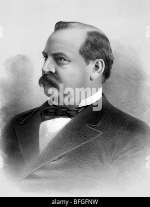 Vers 1884 imprimer Portrait de Grover Cleveland (1837 - 1908) - le 22ème (1885 - 1889) et 24e (1893 - 1897) Président des Etats-Unis. Banque D'Images