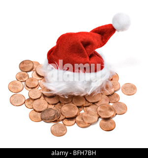 Santa hat et les petits coins on white Banque D'Images