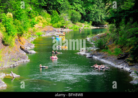 Tubercules de descendre près de la rivière Cowichan Skutz Falls, près de Lake Cowichan, BC. Banque D'Images