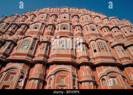 Elk127-2803 de l'Inde, Rajasthan, Jaipur, Hawa Mahal, le palais des vents, 1799 Banque D'Images