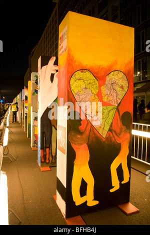 20e anniversaire de la chute du Mur de Berlin à Berlin, Allemagne, novembre 2009. Banque D'Images