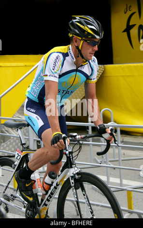 Lance Armstrong, le team Astana, Tour de France 2009 étape de Gérone, Espagne Banque D'Images