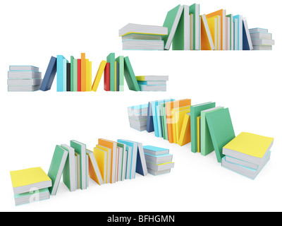 Collection de livres colorés isolé sur fond blanc Banque D'Images