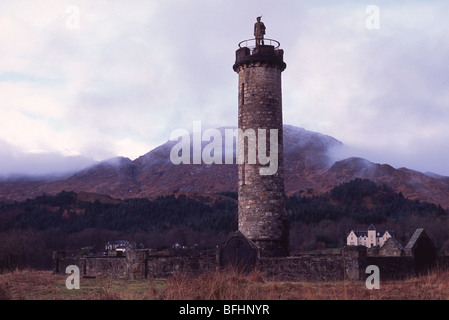 Glenfinnan monument Loch Shiel moody hiver misty highlands écossais uk go europe Banque D'Images
