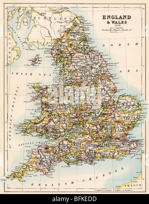 Site de l'Angleterre et au Pays de Galles, 1870. Lithographie couleur Banque D'Images