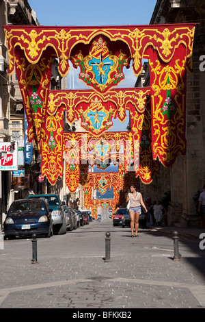 Décorations de rue à La Valette, Malte pour la 'Nuit Blanche' event Octobre 2009 Banque D'Images