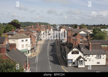 À la barre supérieure, du nord et de la rue High Street, Newport, Shropshire. Banque D'Images