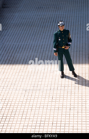 Un soldat sud-coréen sur le côté sud de la ligne de démarcation militaire dans la zone démilitarisée (DMZ) Banque D'Images