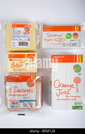 Sainsbury's Basics propre marque gamme alimentaire Banque D'Images