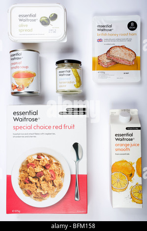 Gamme alimentaire Waitrose essentiels Banque D'Images