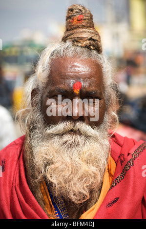 Sadhu indien portrait. L'Andhra Pradesh, Inde Banque D'Images
