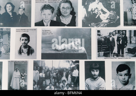 Le Mémorial des enfants, photos d'enfants juifs déportés de France au Musée commémoratif de l'Holocauste à Paris Banque D'Images