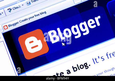 Capture d'écran de la macro blogger site web - le système de blog gratuit en ligne. Usage éditorial uniquement. Banque D'Images