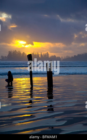 Coucher de Long Beach Tofino BC Canada Banque D'Images