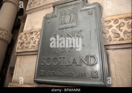 Old Bank of Scotland enseigne à l'extérieur du bâtiment du siège de HBOS, la butte, Édimbourg Banque D'Images