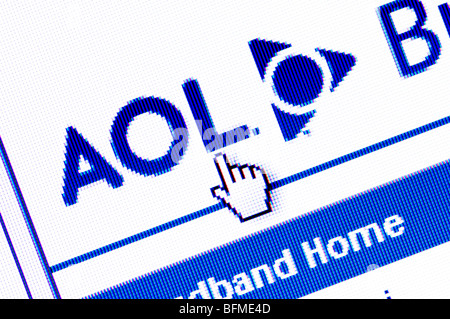 Screenshot de l'ancienne macro AOL site web présentant l'ancien logo de l'entreprise qui a été écrasé par la compagnie en décembre 2009. Banque D'Images