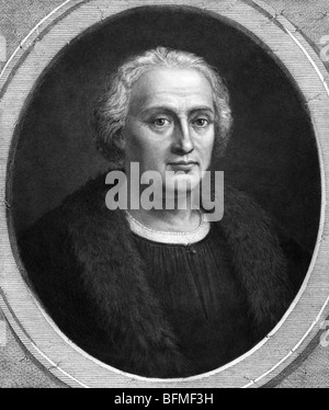 Impression portrait c1892 de l'explorateur Christophe Colomb (c1451 - 1506) - la "iscoverer' d'Amérique en 1492. Banque D'Images