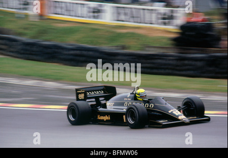 Ayrton Senna dans Lotus 98T-Renault John Player Special Grand Prix de Grande-Bretagne 1986 Banque D'Images