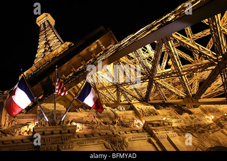 États-unis d'Amérique, Nevada, Las Vegas, réplique de la Tour Eiffel, une partie de l'Hôtel de Paris complexes. Banque D'Images