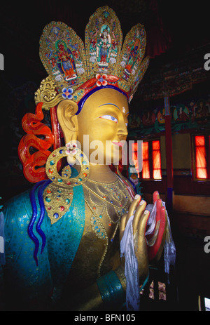 SOM 61088 : statue de Bouddha dans le monastère de Thiksey ; Leh ; Jammu-et-Cachemire en Inde ; Banque D'Images