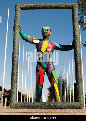 Sculpture 'Marc' par Robert Limos à Nova Icaria, Barcelone Banque D'Images