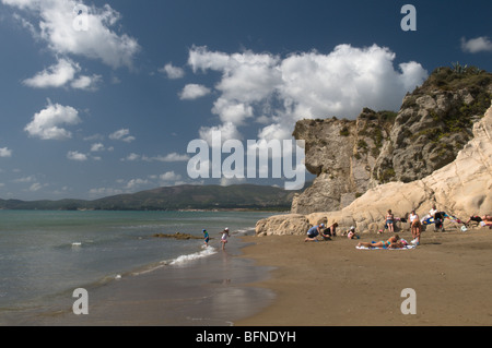 La Grèce. Zakynthos. Zante. Île grecque. Octobre. L'extrémité orientale de la plage de Kalamaki. Plage de ponte de tortues caouannes Banque D'Images