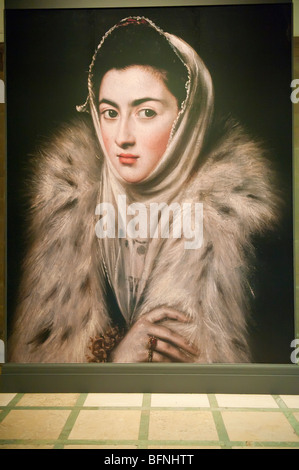 Droit de Lady in Fur Wrap par El Greco à la découverte de l'Espagne exposition à la National Gallery, Édimbourg Banque D'Images