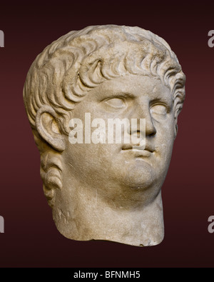 Tête Portrait de l'empereur romain Néron dans la Glyptothèque de Munich, ca. 60. Banque D'Images