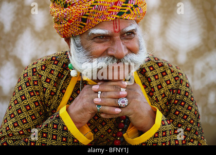 BDR 64137 : Portrait de vieil homme du Rajasthan Rajasthan ; Inde ; M.# 710 Banque D'Images