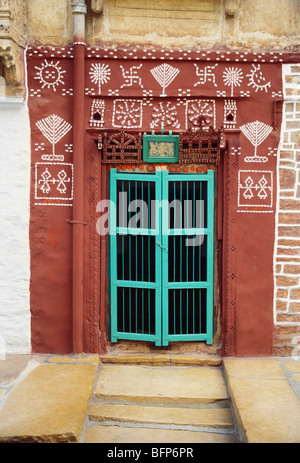 La porte verte, Jaisalmer Rajasthan ; Inde ; Banque D'Images