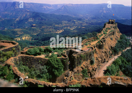 Remparts de Pratapgad fort près de Mahabaleshwar Maharashtra Inde Banque D'Images